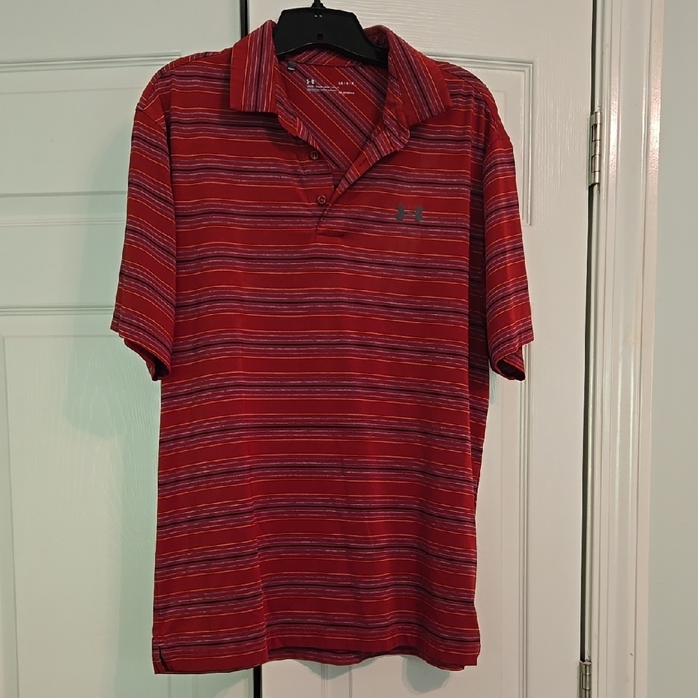 Under Armour Men's Red Striped Polo Shirt